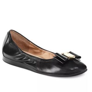 Nearly New! - Cole Haan Tali Bow Ballet Flat, Black Leather, Size 8.5C